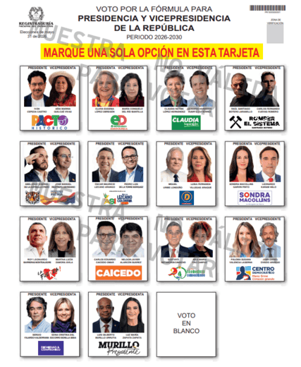 tarjetón presidenciales 2026 tarjetón presidenciales 2026